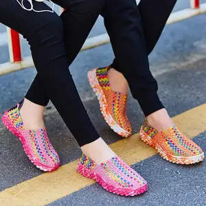 Braided Shoes Men's Casual Sports Shoes Elastic Loafers Color Matching Round Toe Slip On All Seasons Purple Royal Blue Rose Red Orange Sizes 36-44 Rubber Sole Footwear Sneaker Closed Trainer Training Athletic Runner Boy Running