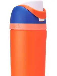 Owala Kids FreeSip Insulated Stainless Steel Water Bottle with Straw, BPA-Free Sports Water Bottle, Great for Travel, 16 oz, Blue Citrus Drinkware Flasks Leakproof Loop Bottled Tumbler Portable Mug