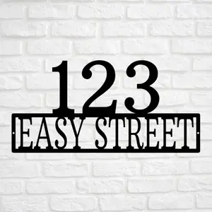 Personalized Circle Address Sign with Large Numbers - Custom Street Name Sign