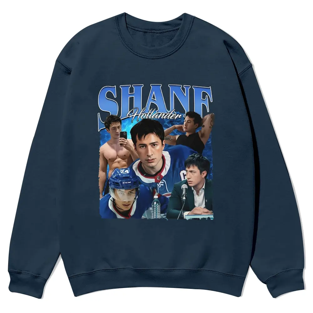 Unisex Hit Show Hockey Stars Fans Checkmate Crewneck Sports Top - Full-Color Fall Stretch Fabric Garment, Fun Cozy Patterned Sweatshirt for Men and Women, Personalized, Menswear, Hoodie, Graduations, Long Sleeve