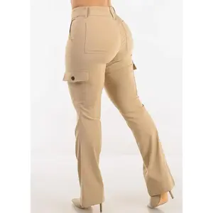Push Up Hyper Stretch Bootcut Cargo Pants Khaki