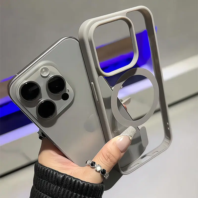 MagSafe Compatible Luxury Clear Smartphone Case for iPhone 17,16,15 Pro Max Plus Air, Transparent Acrylic Magnetic Shell, Anti-Yellowing, Military-Grade Shockproof, Slim Fit Handheld Cellphone Accessory