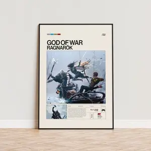 God of War Ragnarok Video Game Poster, Minimalist Game Print Gaming Room Poster, Gaming Print Poster