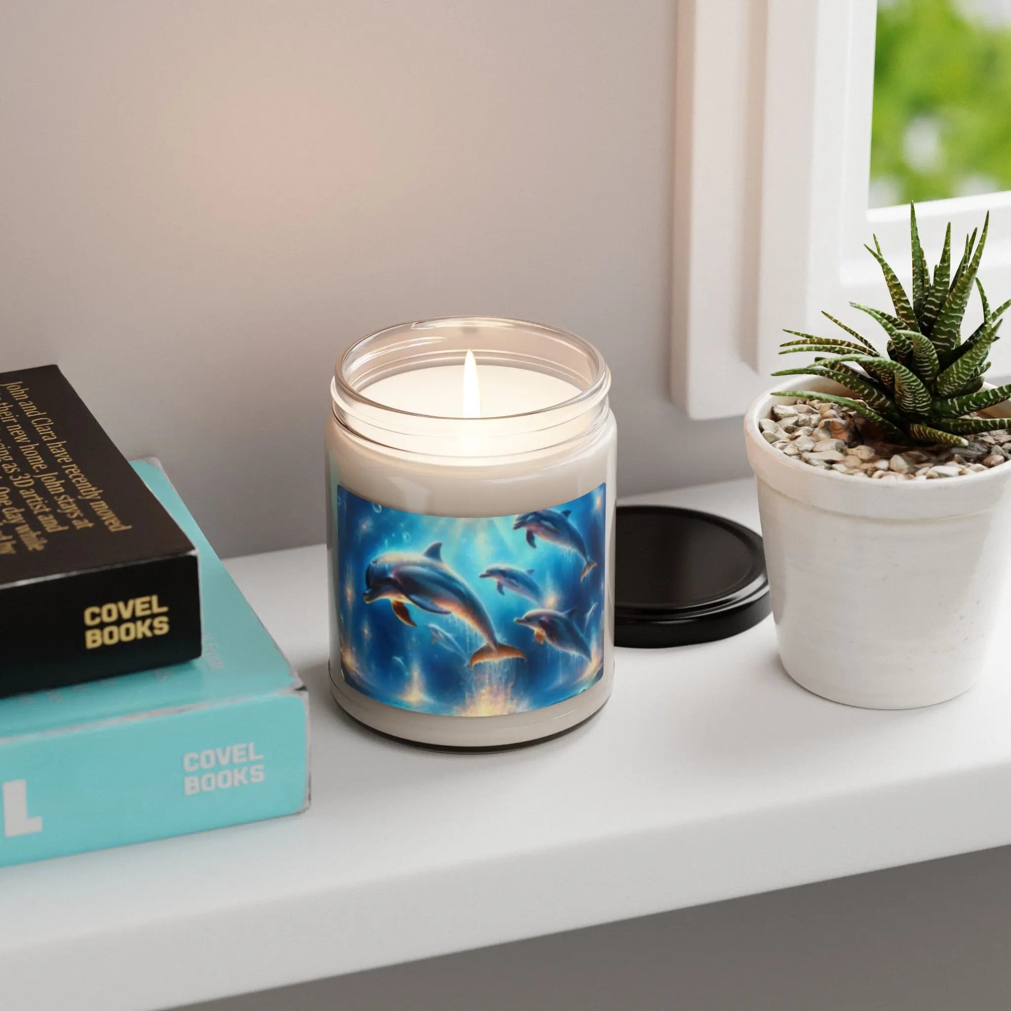 Dolphin Scented Candle, Ocean Theme Home Decor, Sea Animal Lover Gift, Relaxing Aromatherapy Candle, Coastal Fragrance Candle, Beach House