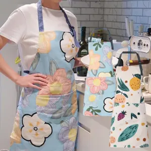 2pcs Adjustable Strap Kitchen Apron with Pocket, Cute Fruit/Floral Designs, for Baking & Cooking Protection - Stylish & Durable for Home Kitchen, Tea Party