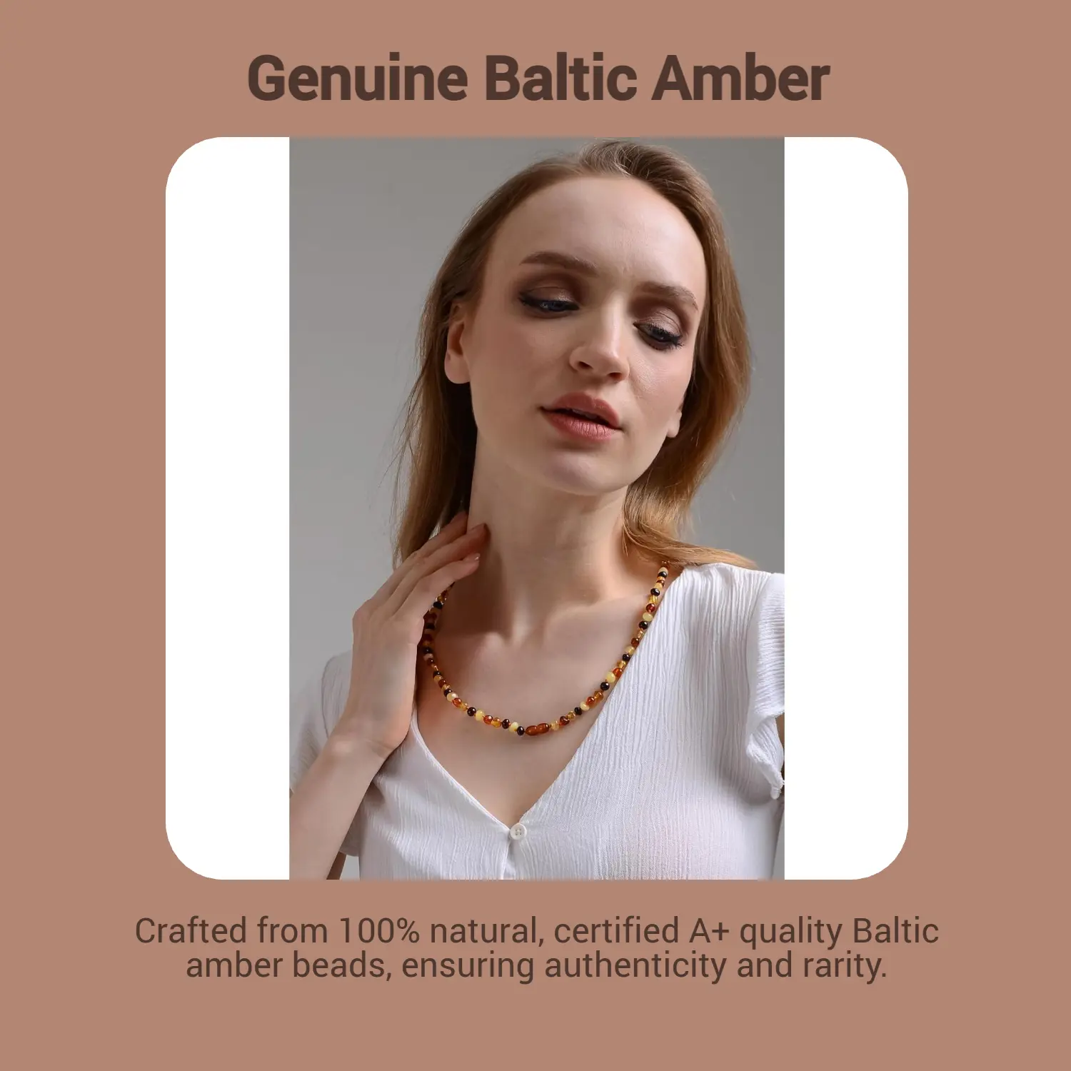 Amberistan Baroque Baltic Amber Necklace for Women, 18 Inch Handmade Honey Multi-Color Beads, Certified Jewelry for Anniversary Gift