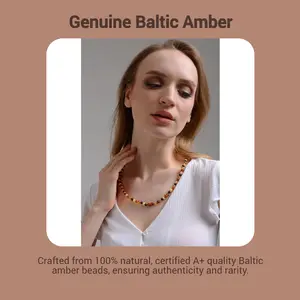Amberistan Baroque Amber Necklace for Women, 18-Inch Handmade Multi-Color Jewelry with Certified A+ Genuine Baltic Beads