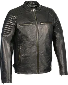 Milwaukee Leather Men's Quilted Shoulders Snap Collar Jacket - Sfm1840-Black