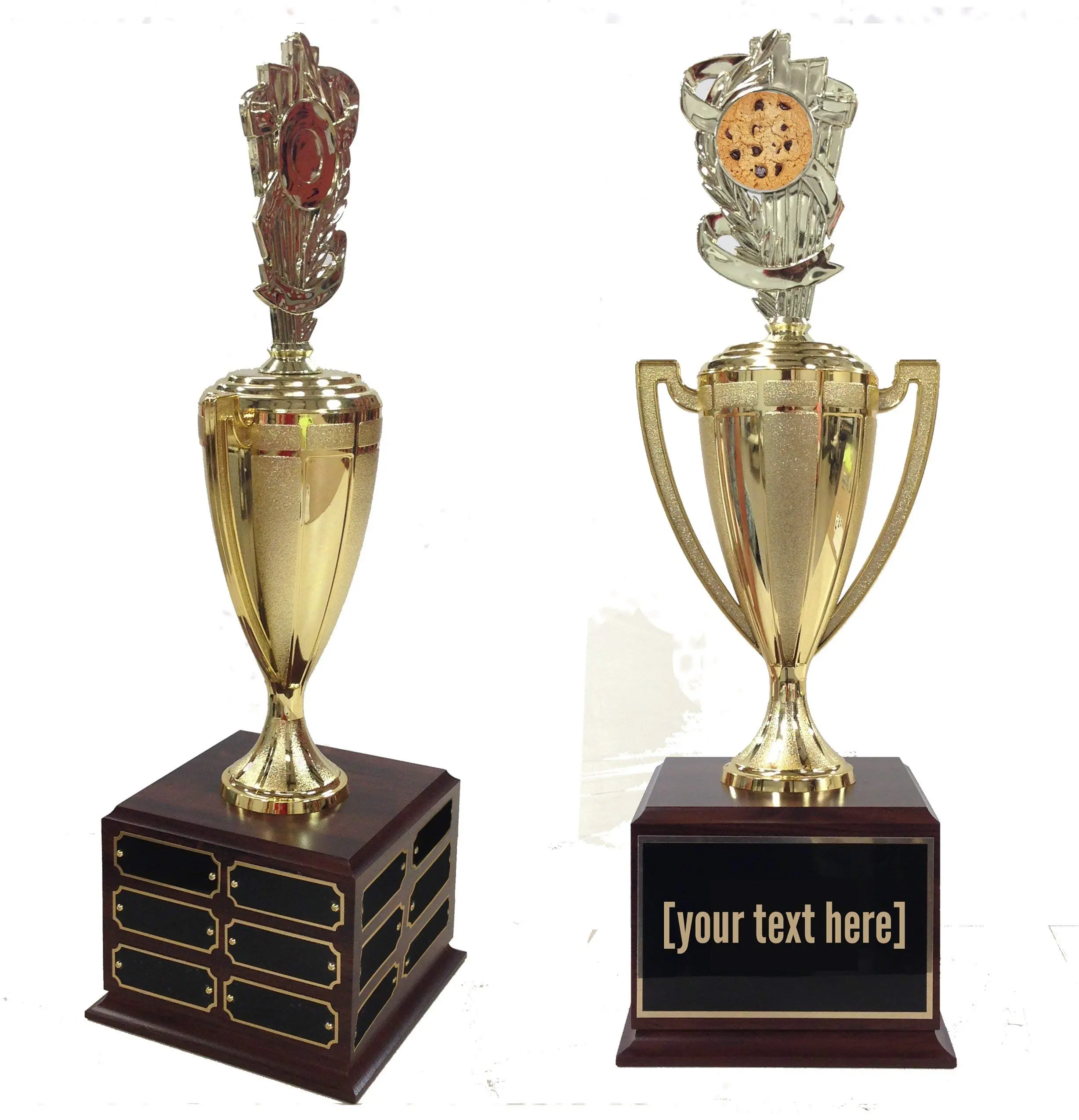 BuyAwardsandTrophies Cookie Bake Off Traveling Trophy with Logo - Plastic Trophy with Base, Awards and Trophies for Fun Contests, Prizes for Adults and Kids Gold,18"