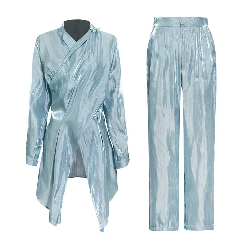 Pure Color Personality Simple Shirt Trousers Suit