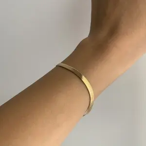 21k gold-plated herringbone bracelet