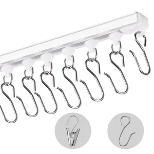 VEVOR Ceiling Curtain Track Set, 9.9 FT/3Meter, Self Adhesive, No Drill Ceiling Track System for Curtains, Room Divider Curtain Track Ceiling Mountedfor Living Room with Hooks and Hardware, White