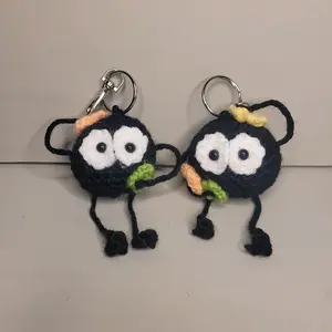 Crochet Keychain - Adorable Black Character - Perfect for Bags and Keys