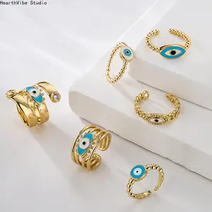 Evil Eye Rings For Women Stainless Steel Silver Color Blue Eye Design Opening Finger Ring Female Wedding Jewelry Gift 2026