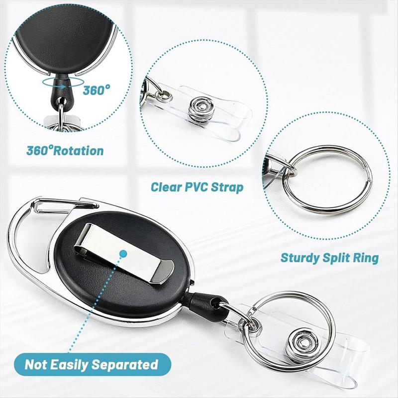 2 Pack ID Badge Holder with Retractable Reel Clear Vertical Card Heavy Duty Carabiner