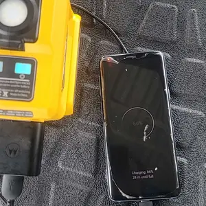 220W Power Inverter Compatible with Dewalt 20V Battery, DC 20V to AC 110V Portable Power Station with 1 AC Outlet, 2 USB Ports & 1 Type-C Fast Charging, 400LM LED Work Light，[Battery Not included]