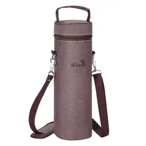 Tirrinia Single Bottle Wine Gift Carrier Bag, Insulated Travel Wine Cooler Tote with Shoulder Strap for Picnic, Party, BYOB Restaurant, Portable One Bottle Wine Chiller Container, Gift for Wine Lovers
