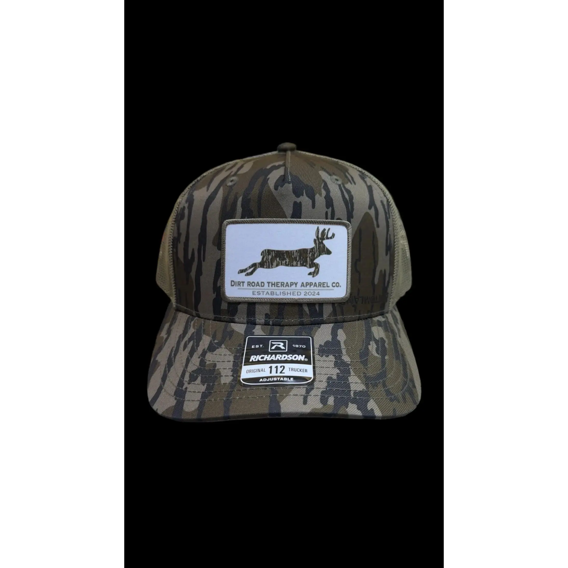 Dirt Road Therapy Apparel Co. Richardson 112PFP Mossy Oak Bottomland/Loden 5 Panel Trucker Hat