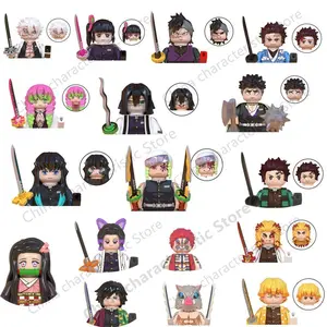 2026 new Demon Slayer Anime Figure Mugen Train WM6116 Tanjirou Nezuko Giyuu Kyoujurou Heads Building Blocks Creative Toys For Kid WM6137