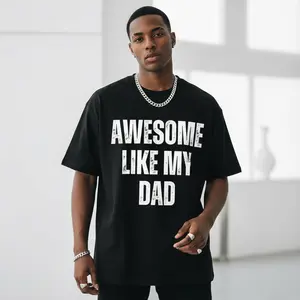 Men's Awesome Like My Dad Graphic T-Shirt - 100% Cotton Black Short Sleeve Crew Neck Regular Fit Casual Wear |   Soft & Breathable Fabric, Durable Print, Everyday Comfort, Machine Washable, casual graphic tee family matching outfits