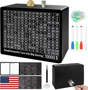 Money Saving Box 10000, 10K Savings Challenge Box, Reusable Kids' Money Banks with Dry Erase Pen (Save for America)