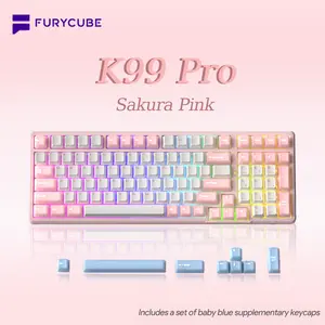 FURYCUBE K99 Pro Full Size Gasket Wireless Mechanical Keyboard Wired/Bluetooth/2.4G Tri-Mode Side Engraved Gaming Keyboard For Laptop Computer 99 Keys RGB Backlit Hot Swappable Customize Keyboard E-Sports, PBT Keycaps 3/5 Pin TikTokShopfalldealsforyou