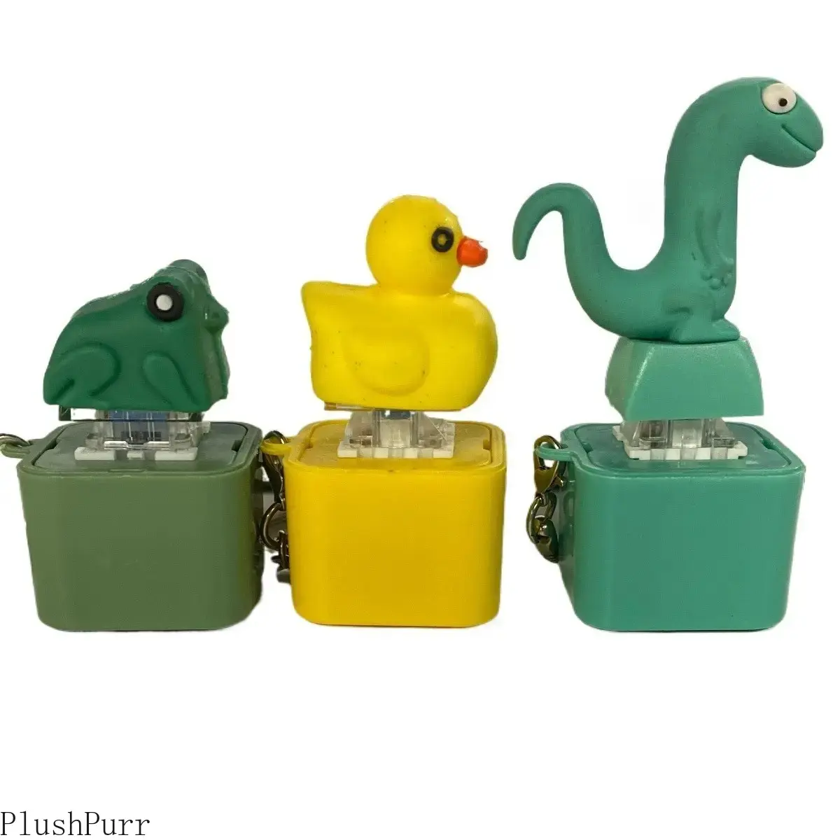 Green Lizard Button Clicker Keyring - Animal-Shaped Fidget Gadget with Sound Effects, Stress Relief Tool, Bag Accessory Gift for Outdoor Enthusiasts, Ideal for Festivals (Duck, Frog Themed Options Available)