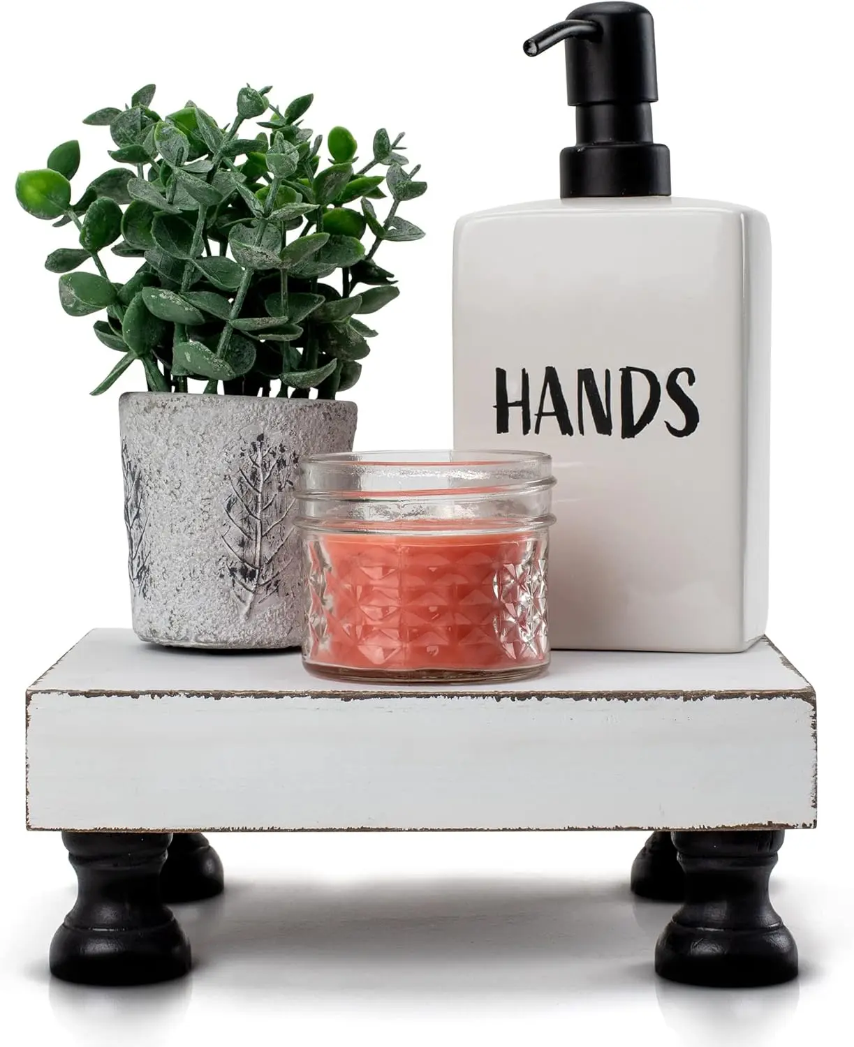 Rustic Wood Riser Stand for Kitchen or Bathroom | Farmhouse Decor Tray to Elevate Your Space With Style Wooden