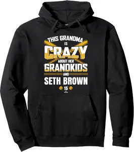 Grandma Crazy for Seth Brown Oakland Baseball MLBPA Pullover Hoodie