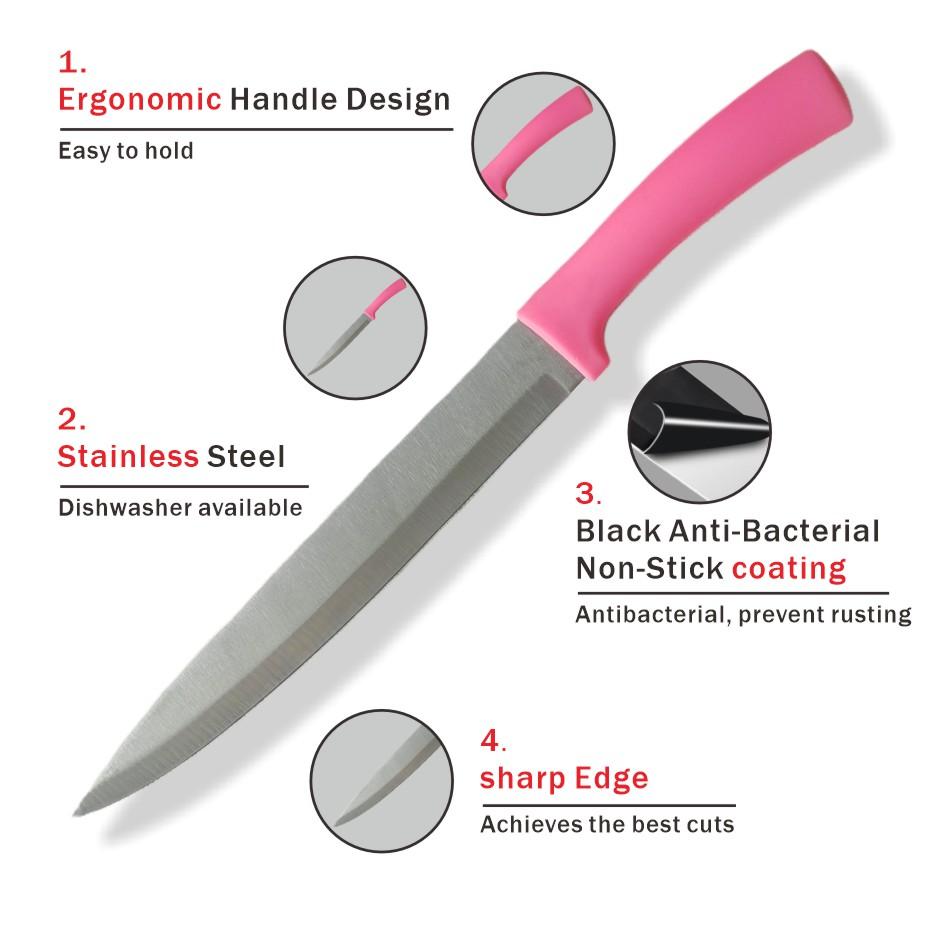 15-Piece Kitchen Knife Set: Solid Wood & Plastic Knife Block, Including Chef's Knife, Japanese-Style Knife, Meat/Vegetable Knife, Chicken Bone Knife, German-Style Steak Knife. Multi-Color Stainless Steel, Ideal for Home Storage & Gifting. Silicone Cutting