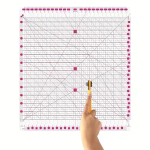 12.5x12.5 Inch Slotted Quilting Ruler - Non-Slip Acrylic Quilt Strip Ruler with Precision Grid for Fabric Cutting, Patchwork & Sewing Projects | Professional Tool for Quilters