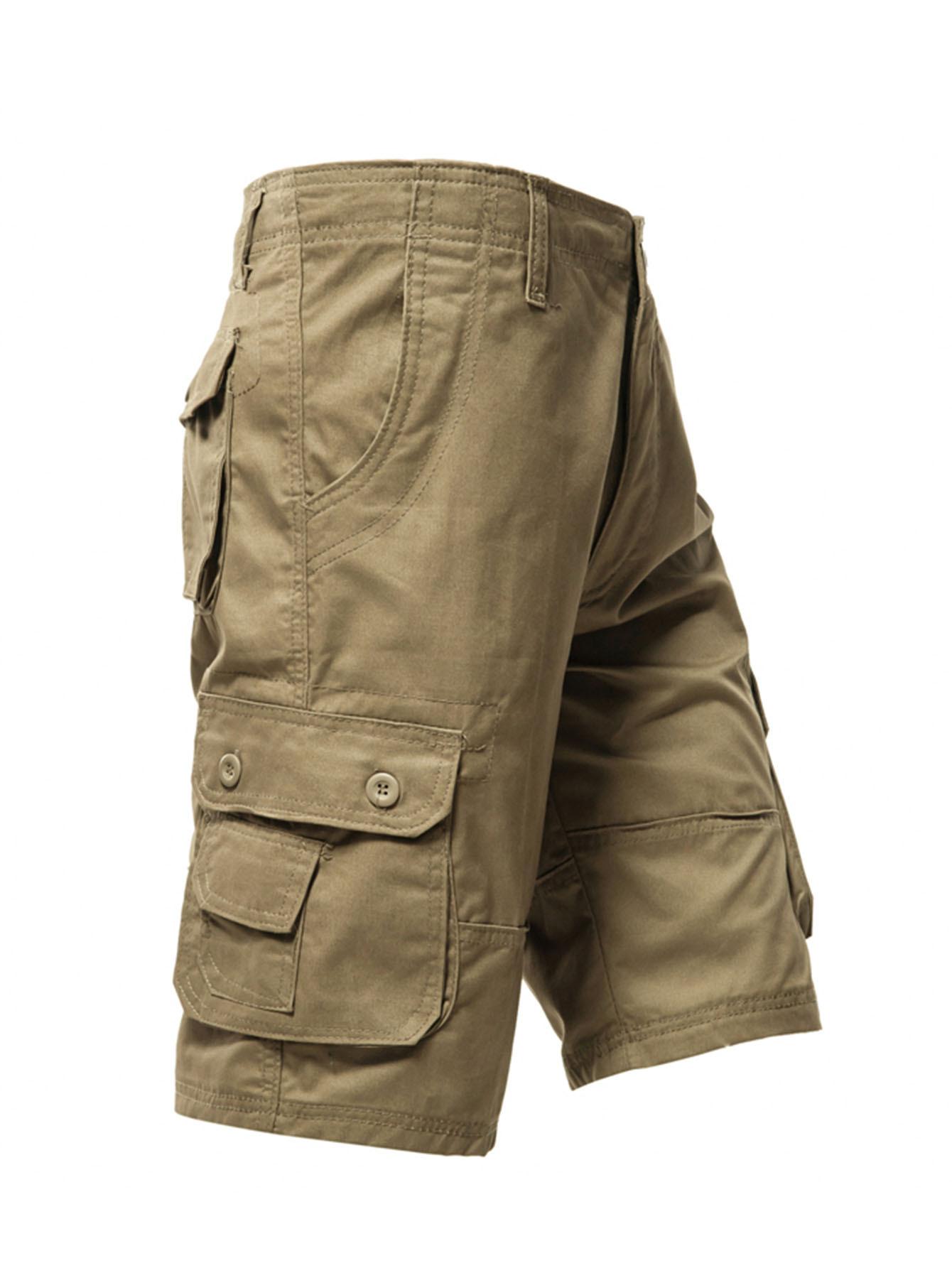 Set of 5 European/American summer casual shorts for outdoor commuting—breathable, comfortable multi-piece set featuring American vintage pure cotton cargo shorts and men’s sports-casual shorts; mid-thigh pure cotton shorts with a wear-resistant, wrinkle-r