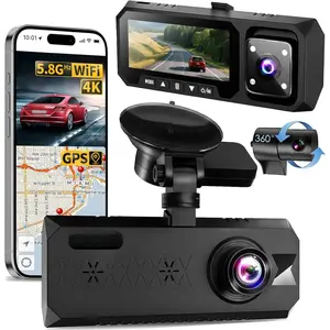 4K 3  Dash Cam Front and Rear - Dash Camera for  - 5.8GHz WiFi GPS dashcam with IR Night Vision, 2.5K+1080P*2 Triple  Camera 3.16" IPS, 32GB Card, G-Sensor, 24H Parking Mode