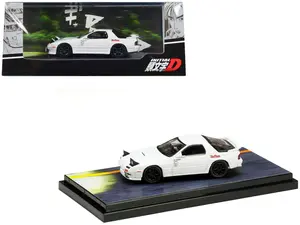 Mazda RX-7 (FC3S) RHD White "RedSuns" with Figure "Initial D" (1995-2013) Manga 1/64 Diecast Model Car by Hobby Japan