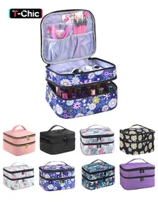 Nail Polish Organizer- Holds 30 Bottles Nail Supply Organizers and Storage Double-layer Nail Bag Organizer Case Nail varnish Organizer Nail Polish Storage Bag with Handle Makeup Storage Bag Cosmetics Organizer Cosmetic Pouch