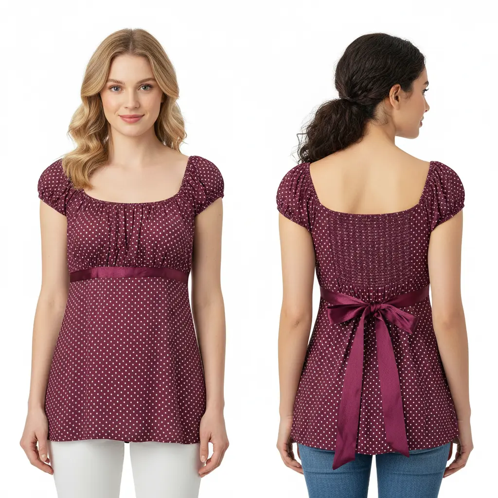 Women's Polka Dot Peplum Blouse, Square Neck Cap Sleeve Smooth Silky Satin Top with Back Bow Tie & Smocked Waistband for Casual & Dressy Occasions