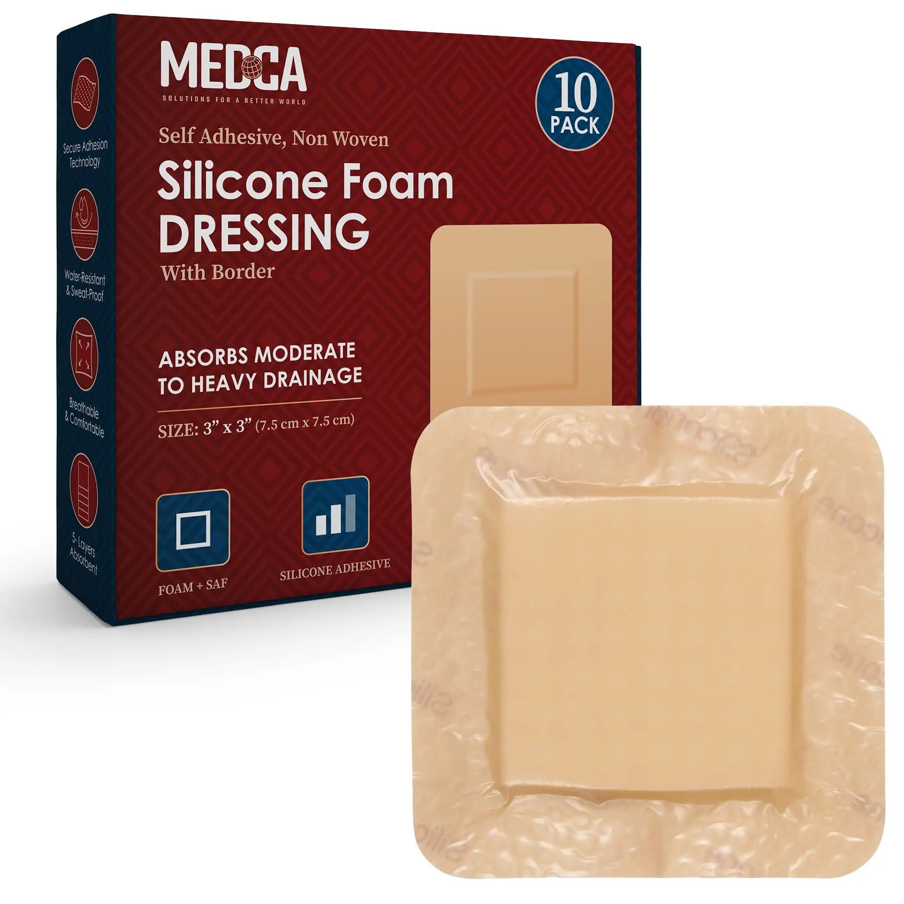 Silicone Foam Dressing with Border Adhesive Individually Wrapped Waterproof Wound Dressing Bandage for Wound Care Healthcare Aid