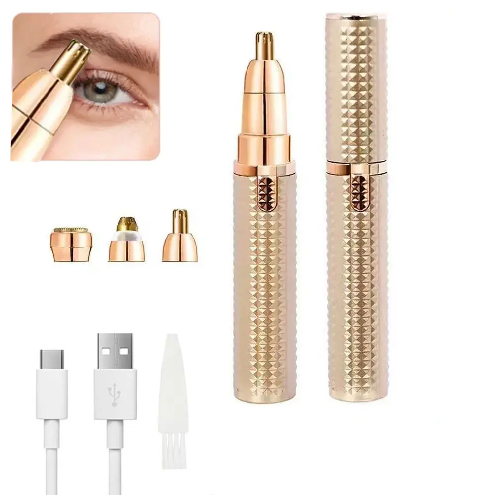 3-in-1 Electric Facial Hair Remover for Women, USB Rechargeable Precision Eyebrow Trimmer & Painless Shaver, Portable Grooming Tool, Usb Rechargeable Shaver