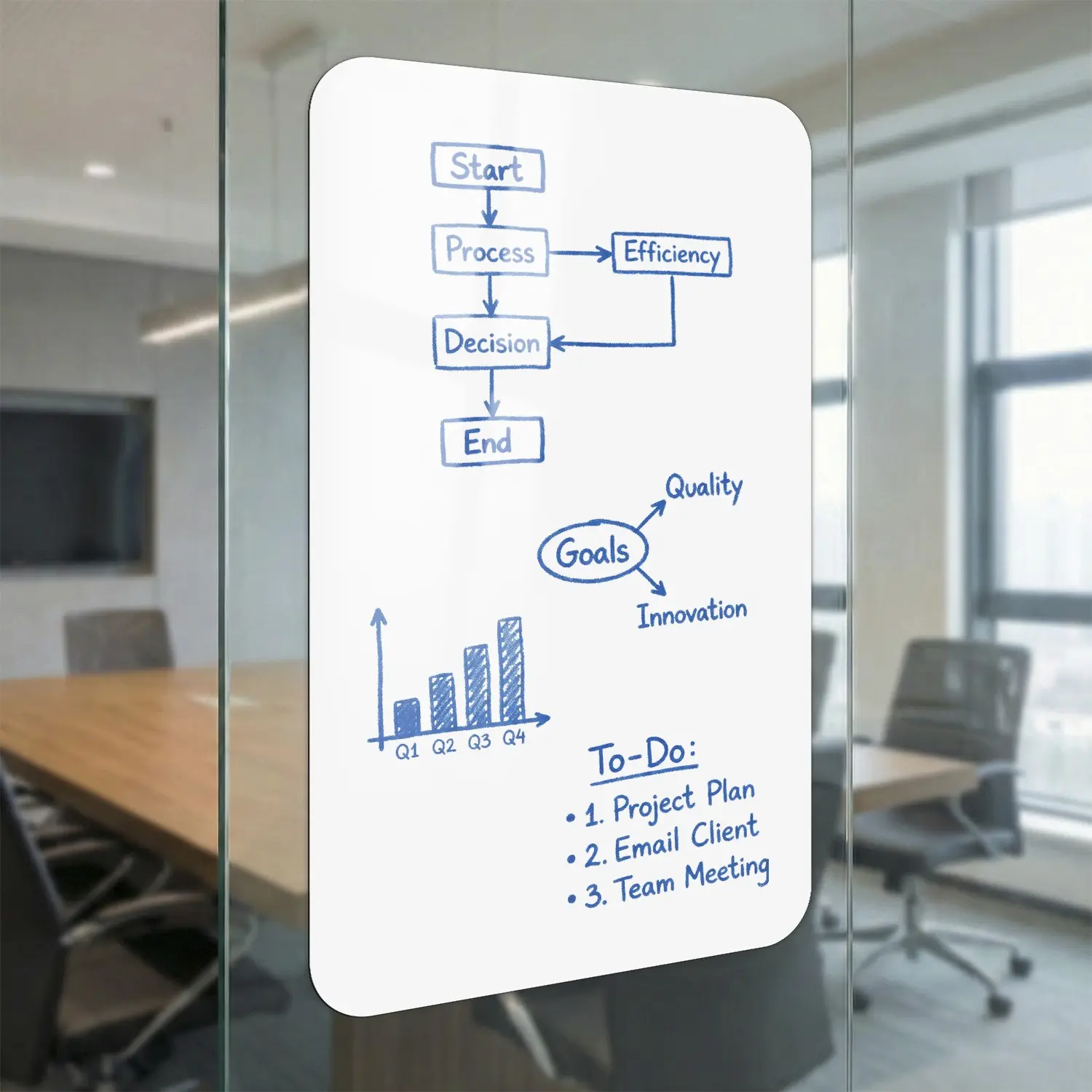 Simple pure white soft set wall stickers, glossy self-adhesive magnetic boards - quick-install graffiti wall decorations, suitable for blackboard-style painting and learning on walls in offices, living rooms, study rooms, dining rooms, etc.