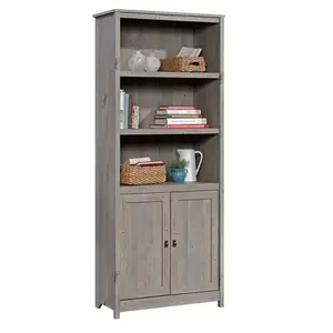 Sauder Cottage Road Library With Doors - Tall Bookshelf with 3 Spacious Shelves & 2 Lower Cabinets for Home Organization