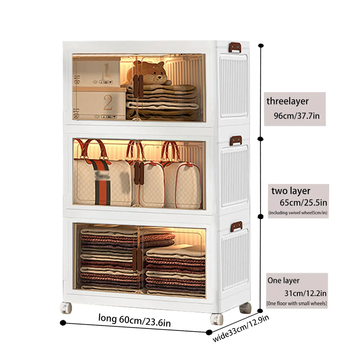 60CM/23.6in (Total 3 layers)