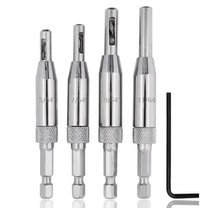 4 count Self-Centering Hinge Drill Bits, HSS Door Self-Centering Hinge Hole Opening Drill Bit Set with Allen Key, 5/64", 7/64", 9/64", 11/64"