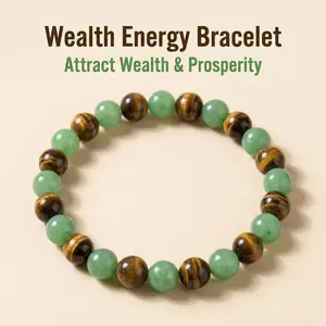 Cross-border bestseller green aventurine tiger eye natural stone bracelet, wealth and energy jewelry, handmade beaded bracelet