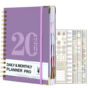 2026 Planner Book, Planner Notebook with 5 Planning Stickers, 320 Pages, Dual Coil Design, Essential Daily Planning & Writing Tool Combo