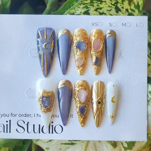 Liliana Nails Moonstone Purple Reusable Acrylic Faux Handmade Press on Nails/Purple Stiletto Nails/Fake Nails| false Nails impress design nail art fast shipping