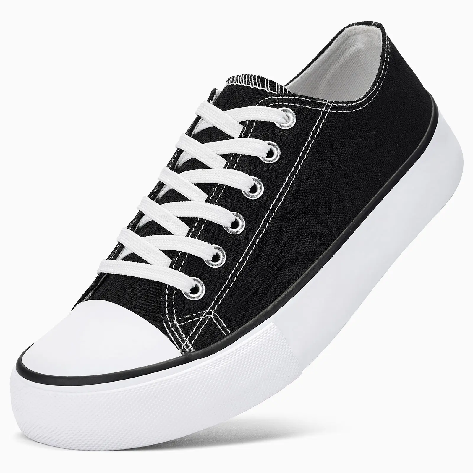 #TikTokShopDealsForYouDaysAKK Classic Casual Mango Thick Canvas Wide Toe Women's Board Shoes- Lightweight Breathable Non-Slip Cushioning Everyday Comfort Black White New Girl Closed Running Rubber Footwear Flatform Design Sneaker Low Top Athletic Training