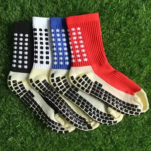 Teenager Non-Slip Athletic Socks, Compression Soccer Socks with Silicone Grips & Cushioned Sole, Anti-Slip Socks for Boys Girls, Perfect for Soccer Basketball Training & Hiking