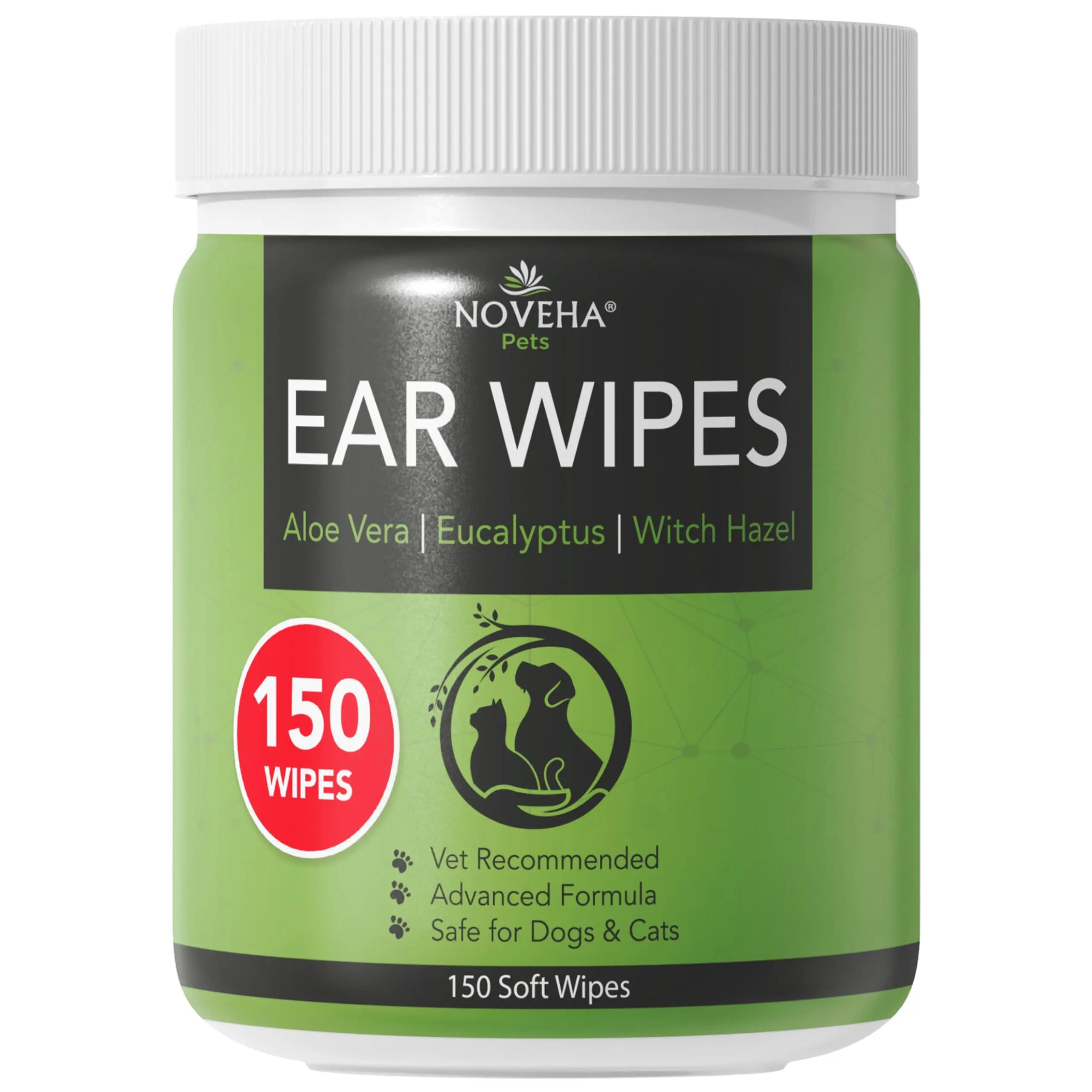 NOVEHA Pet Ear Wipes - Bulldog Wrinkle Formula for Dogs - Hygiene and Comfort, Big N' Cordless, Sunkissed Deodorizing, Sleek Design