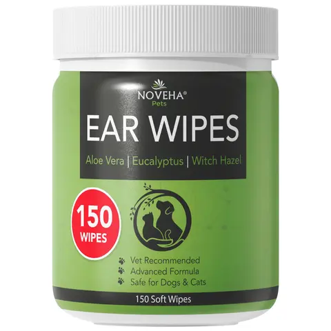 NOVEHA Pet Ear Wipes - Bulldog Wrinkle Formula for Dogs - Hygiene and Comfort, Big N' Cordless, Sunkissed Deodorizing, Sleek Design