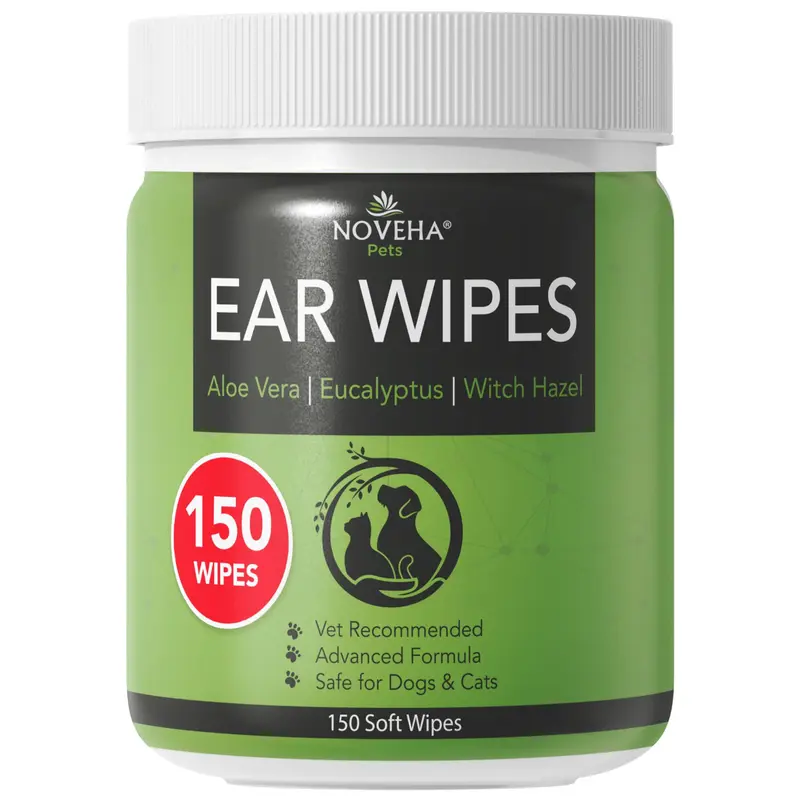 NOVEHA Pet Ear Wipes - Bulldog Wrinkle Formula for Dogs - Hygiene and Comfort, Big N' Cordless, Sunkissed Deodorizing, Sleek Design